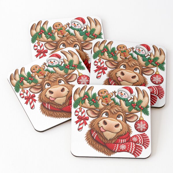 Item preview, Christmas Highland Cow , Gingerbread Snowman Holiday Sublimation, Cute Festive Cow designed and sold by DesignArtist.ia.