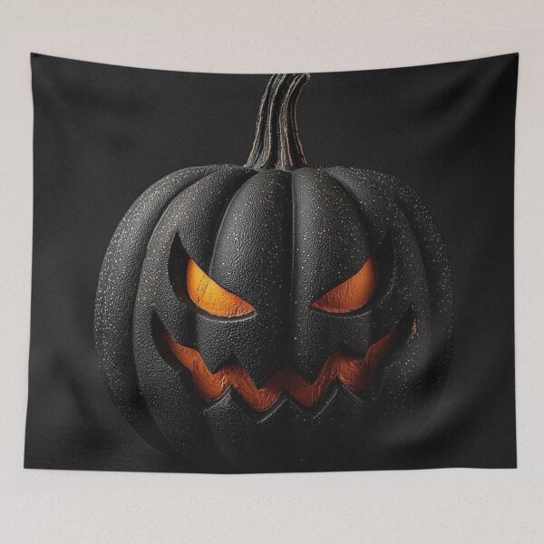 Item preview, Scary Black Halloween Pumpkin — Glowing Evil Jack-O'-Lantern Art designed and sold by LYAN-STORE.