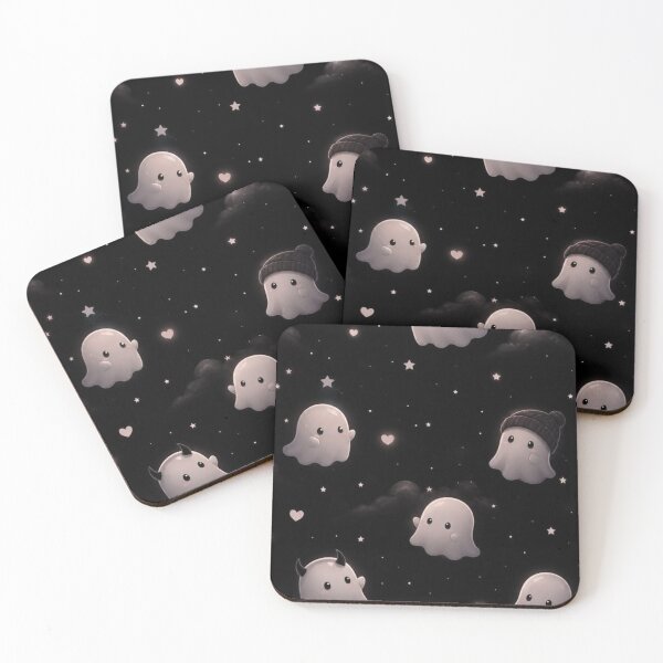 Item preview, Cute Ghost Seamless Pattern — Kawaii Spooky Ghosts, Hearts & Beanie Art designed and sold by LYAN-STORE.