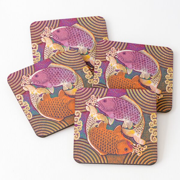 Item preview, Koi Fish Pair in Swirling Burgundy Waves designed and sold by Fani*.