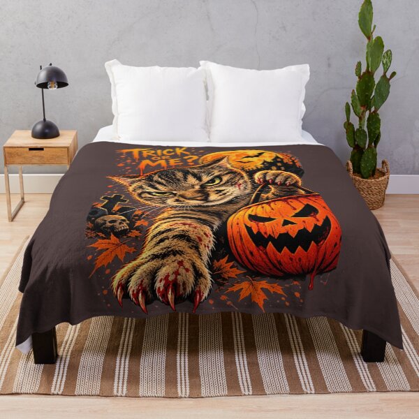 Item preview, Trick or Me? – Grumpy Halloween Cat with Jack-O’-Lantern | Spooky Black Cat Art designed and sold by HOUSE OF TIST.