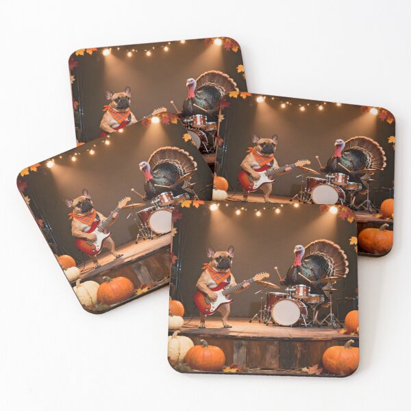 Item preview, Funny French Bulldog and Turkey Thanksgiving Rock Band designed and sold by BestFriendWorld.