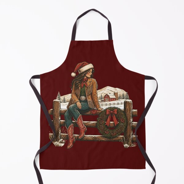 Item preview, Vintage Christmas Cowgirl Western Art - Apron designed and sold by Usrbrands.