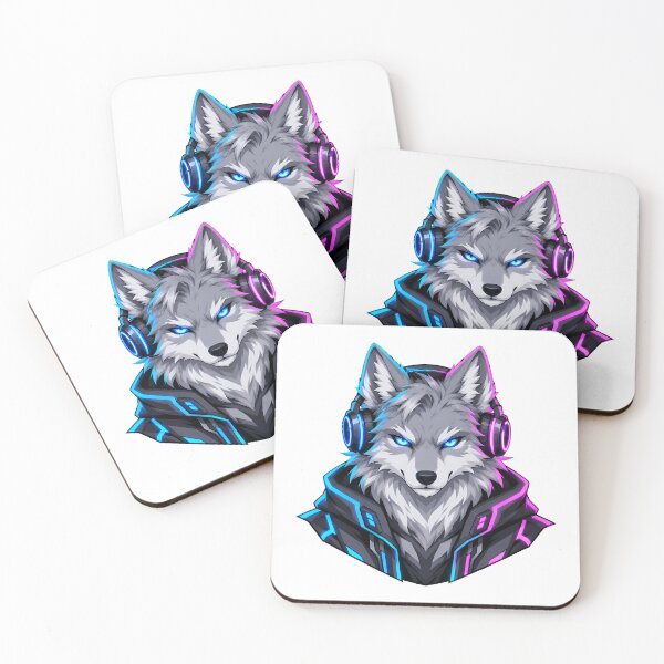 Item preview, Cyber Wolf with Headphones Neon Neon Music Art designed and sold by T0LD Studio.