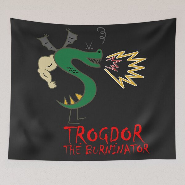 Item preview, Trogdor The Burninator Green Dragon Red Text Retro Meme designed and sold by BUNNIES-EL.