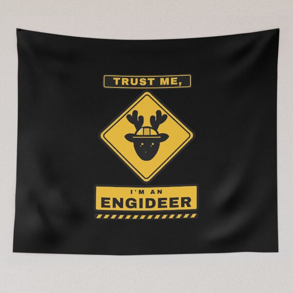Item preview, Trust Me, I'm an Engideer - Hazard Sign Deer - Black Background designed and sold by SailWolf--.