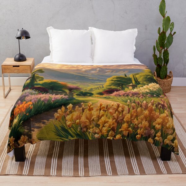 Item preview, Swiss Alps Sunset Flower Garden Landscape Art designed and sold by SublimeMusings.