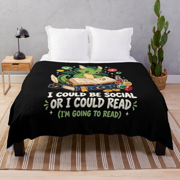 Item preview, I Could Be Social Or I Could Read - Bookish Dragon designed and sold by TheSamuraiCat.
