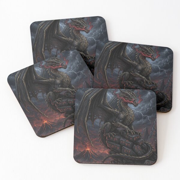 Item preview, Obsidian Dragon – Dark Fantasy Keeper of Ancient Secrets designed and sold by JanjjaSoulInk.