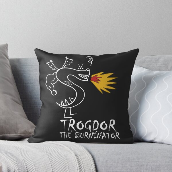 Item preview, Trogdor The Burninator Fire Breathing Dragon White Outline designed and sold by BUNNIES-EL.