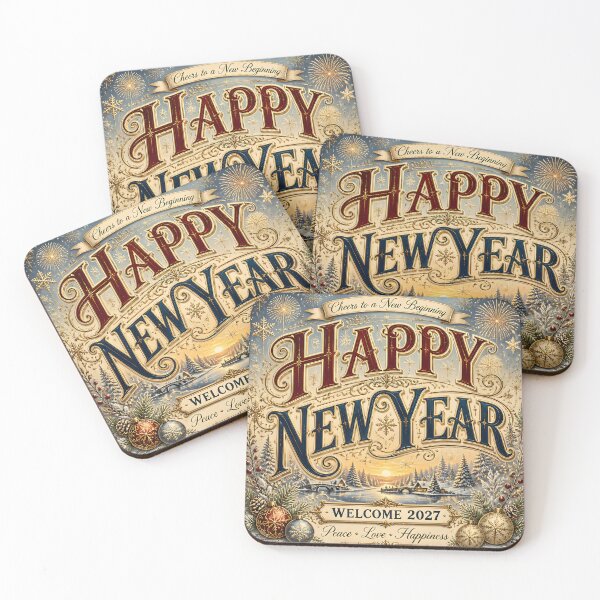 Item preview, Happy New Year 2027 – Vintage Snowfall Typography Sticker designed and sold by Spirit of Siam.