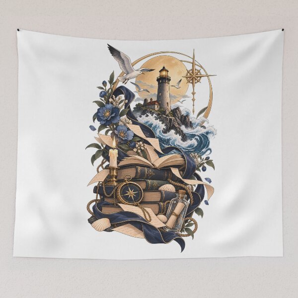 Item preview, Lighthouse illustration designed and sold by WhimsyPeachCo.