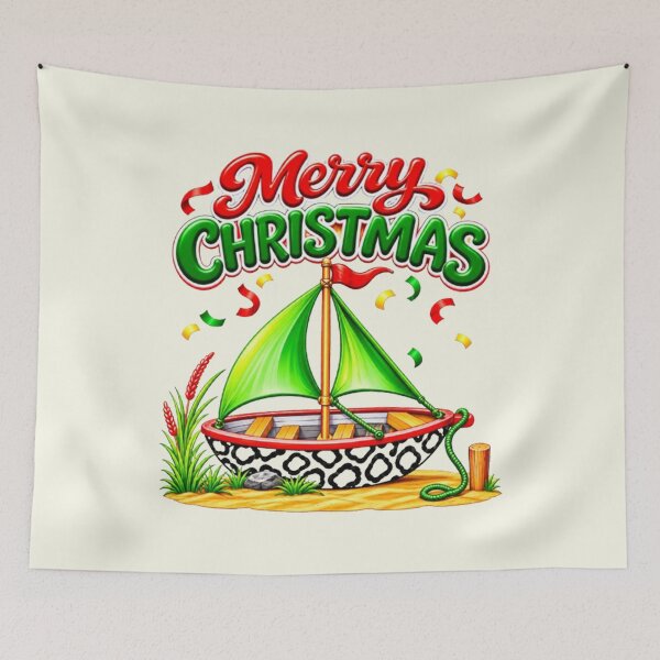 Item preview, Merry Christmas Leopard Skin Boat – Festive Holiday Art designed and sold by annenambiro.