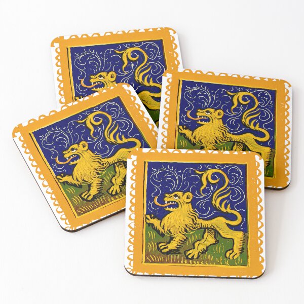 Item preview, Leo Zodiac Medieval Rampant Lion in Navy designed and sold by Fani*.