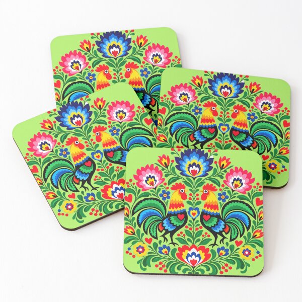 Item preview, Polish Folk Art – Colorful Roosters and Floral Ornament designed and sold by Cleora Art .