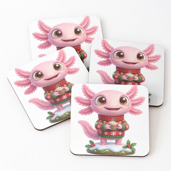 Item preview, Cute Axolotl in a Christmas Sweater with Cocoa designed and sold by Thanat Studio.