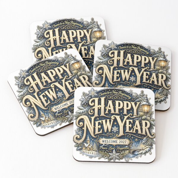 Item preview, Happy New Year 2027 – Vintage Snowfall Typography Sticker designed and sold by Spirit of Siam.