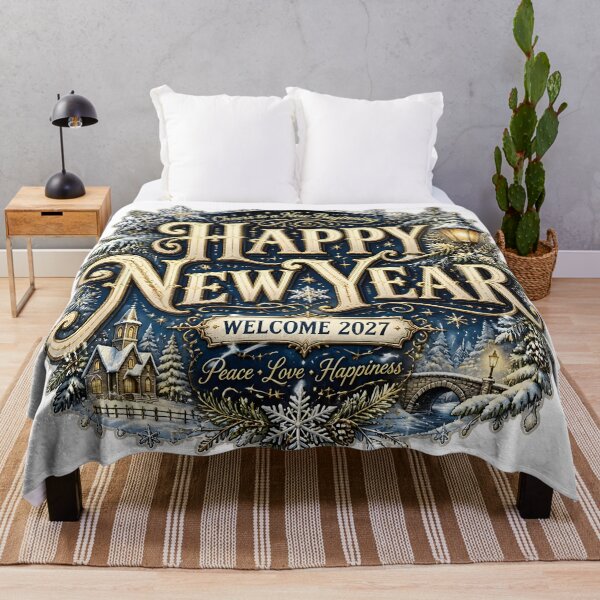 Item preview, Happy New Year 2027 – Vintage Snowfall Typography Sticker designed and sold by Spirit of Siam.