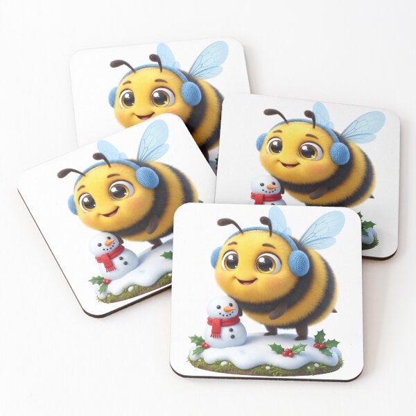 Item preview, Cute Bumblebee Building a Little Snowman designed and sold by Thanat Studio.