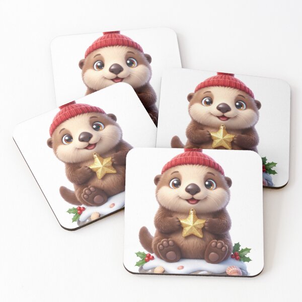 Item preview, Cute Sea Otter with a Gold Christmas Star designed and sold by Thanat Studio.