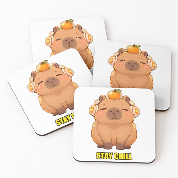 Item preview, Stay Chill - Chill Capybara with Orange and Headphones designed and sold by T0LD Studio.