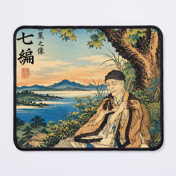 Item preview, Matsuo Bashō - Japanese Haiku Poet Resting Under Maple Tree by the Lake designed and sold by artswag.