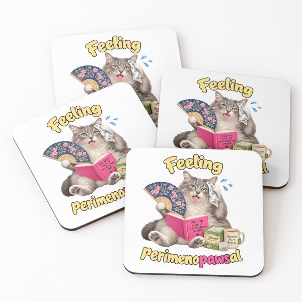 Item preview, Funny Perimenopausal Cat With a Fan designed and sold by EllieGantDesign.