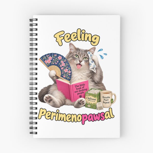 Item preview, Funny Perimenopausal Cat With a Fan designed and sold by EllieGantDesign.