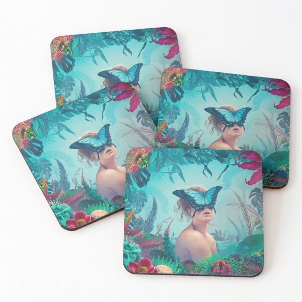 Item preview, ​Surreal Woman with Blue Butterfly Mask in Lush Tropical Botanical Garden designed and sold by Vizerskaya.
