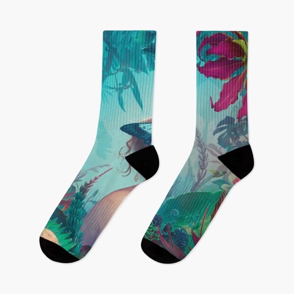 Item preview, ​Surreal Woman with Blue Butterfly Mask in Lush Tropical Botanical Garden designed and sold by Vizerskaya.