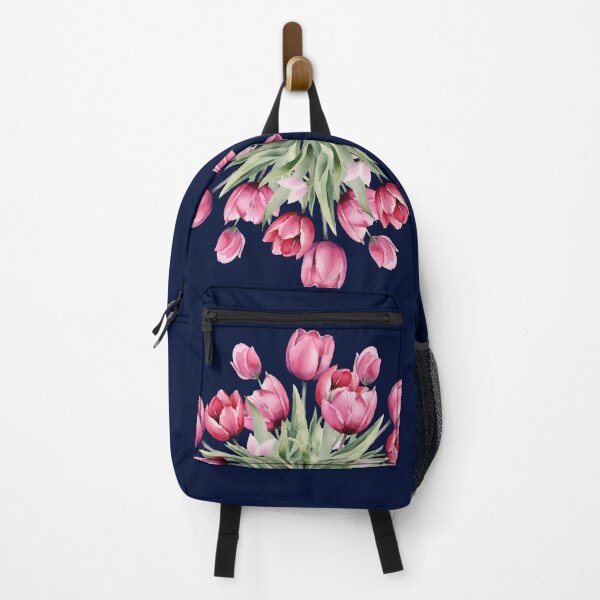 Item preview, Blossoming Pink Tulips Obsidian Dark Blue Seamless Pattern designed and sold by Jyoti Digital Artist.