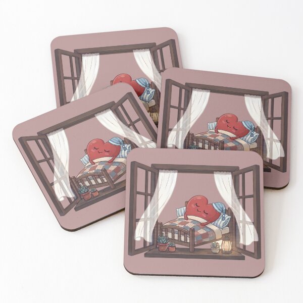 Item preview, Cute Sleeping Heart in Cozy Bed Window Illustration designed and sold by souque08.