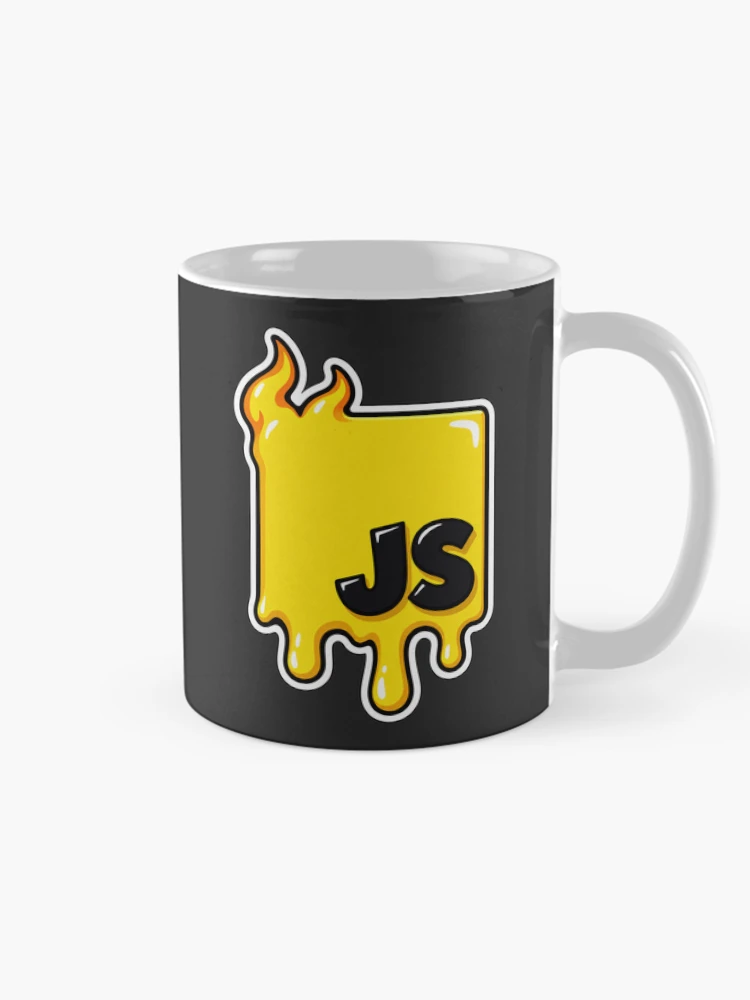 Thumbnail 3 of 6, Coffee Mug, Melting JavaScript JS Logo Sticker - Web Developer Programmer designed and sold by Stick Erify.
