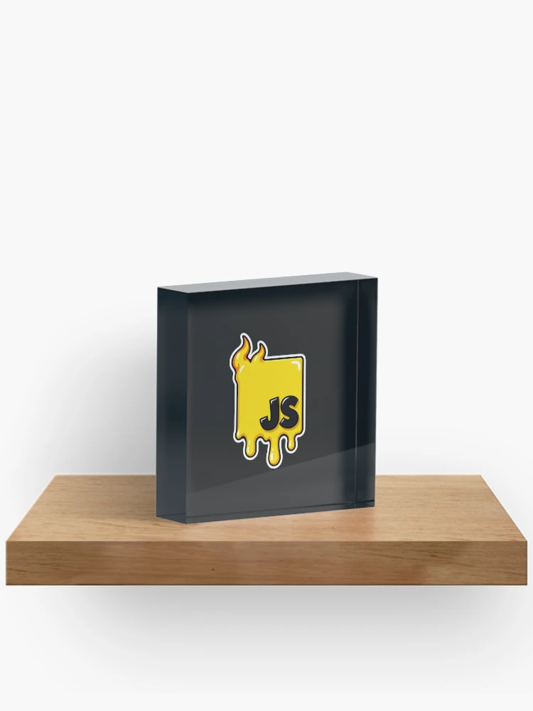 Thumbnail 2 of 5, Acrylic Block, Melting JavaScript JS Logo Sticker - Web Developer Programmer designed and sold by Stick Erify.