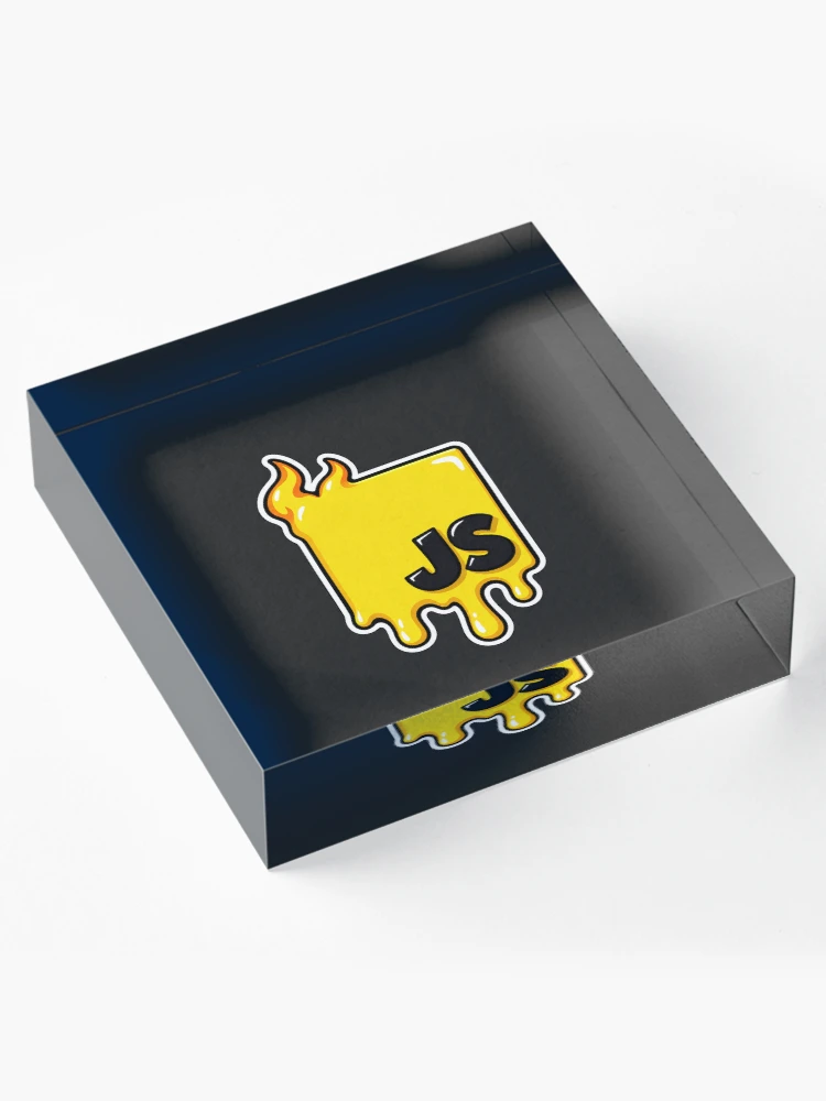 Thumbnail 4 of 5, Acrylic Block, Melting JavaScript JS Logo Sticker - Web Developer Programmer designed and sold by Stick Erify.