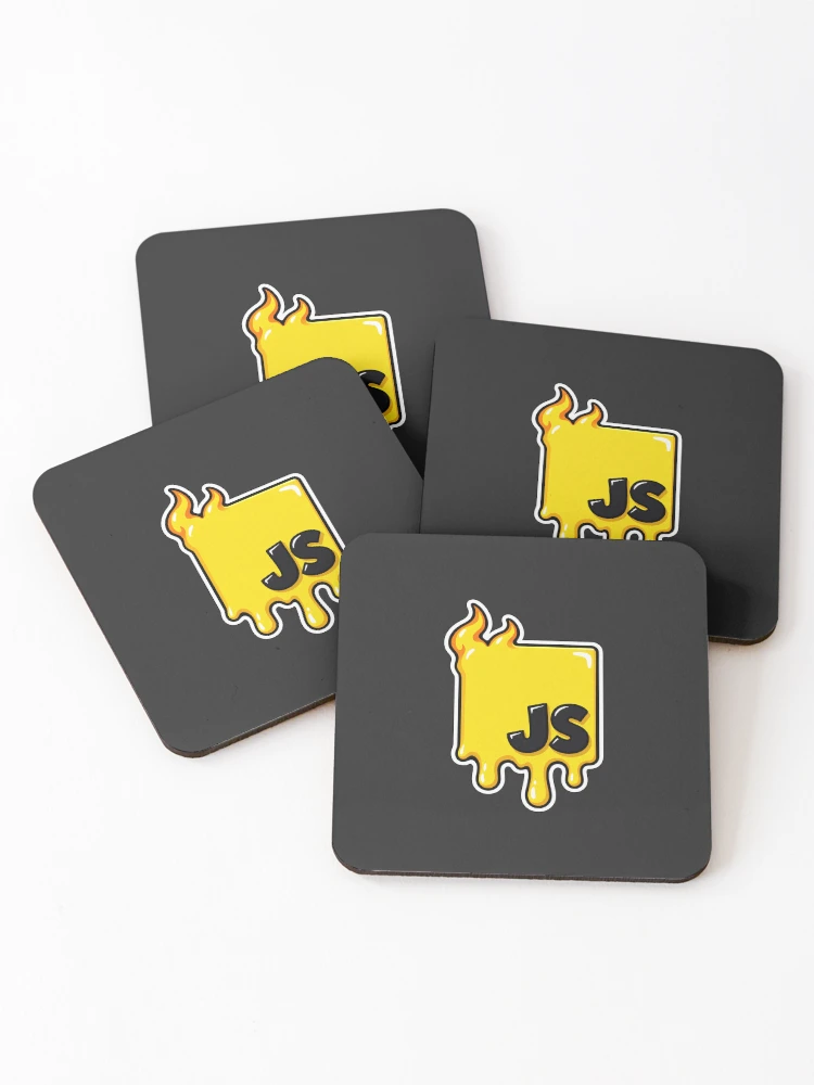 Thumbnail 1 of 5, Coasters (Set of 4), Melting JavaScript JS Logo Sticker - Web Developer Programmer designed and sold by Stick Erify.
