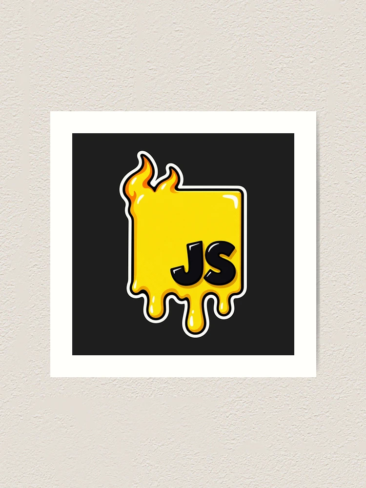 Thumbnail 1 of 3, Art Print, Melting JavaScript JS Logo Sticker - Web Developer Programmer designed and sold by Stick Erify.