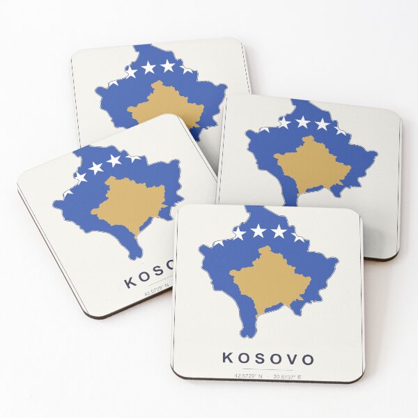 Item preview, Kosovo Map Poster – Minimalist Kosovar Flag Map with Coordinates designed and sold by youngVl.