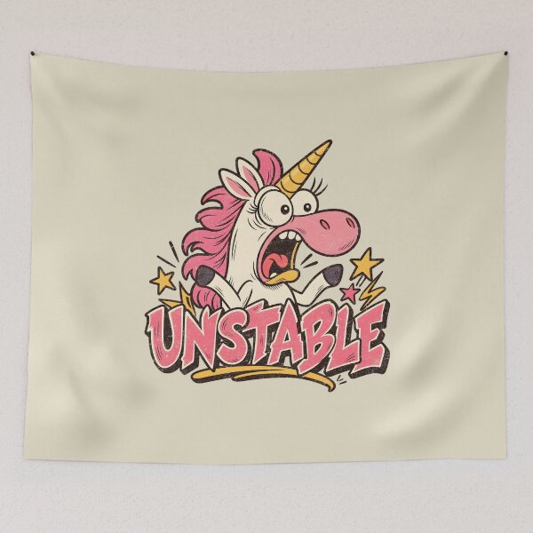Item preview, Unstable – Funny Pink Mane Unicorn designed and sold by AwesomeBeyondLimits.