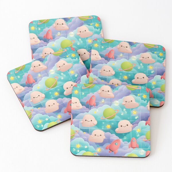 Item preview, Cute Kawaii Space Aliens & Clouds Seamless Pattern 01 designed and sold by The Design Asset Station.