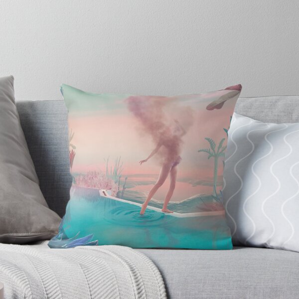 Item preview, Surreal Woman Dissolving into Dust at Infinity Pool in Pastel Landscape designed and sold by Vizerskaya.