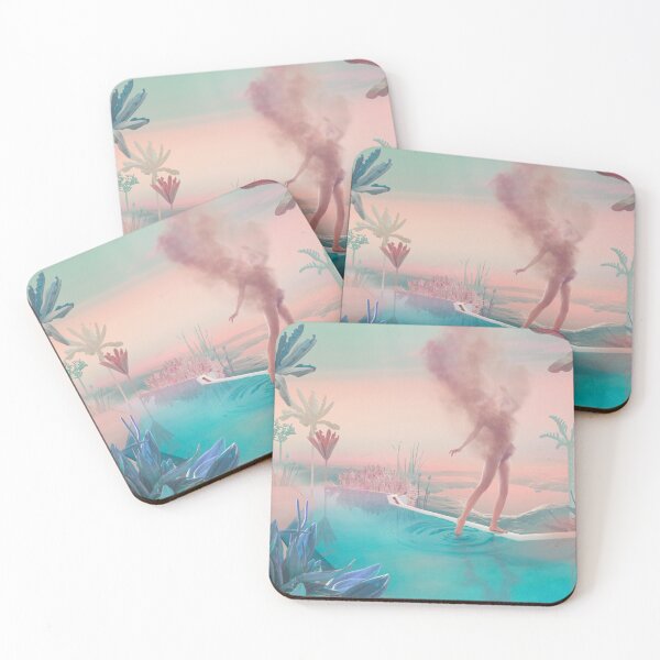 Item preview, Surreal Woman Dissolving into Dust at Infinity Pool in Pastel Landscape designed and sold by Vizerskaya.