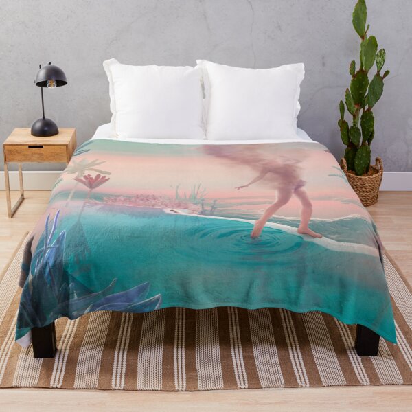 Item preview, Surreal Woman Dissolving into Dust at Infinity Pool in Pastel Landscape designed and sold by Vizerskaya.