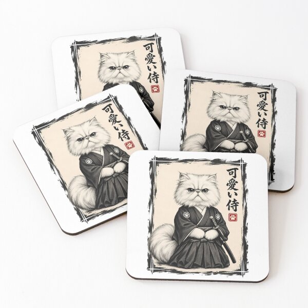 Item preview, Persian Samurai Cat Japanese Art – Fluffy Kitten in Traditional Samurai Armor designed and sold by Rtcraftani.