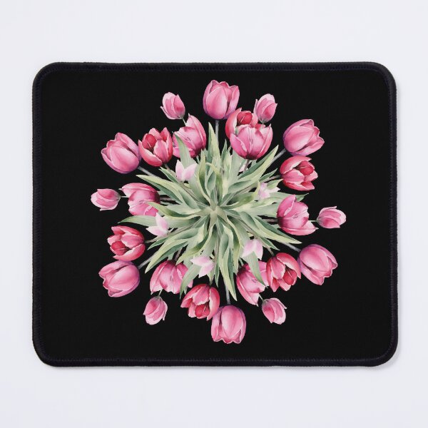 Item preview, Blossoming Pink Tulips Midnight Dark Onyx Seamless Pattern designed and sold by ​Jyoti Digital Artist.