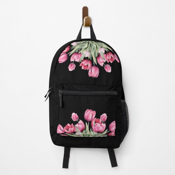 Item preview, Blossoming Pink Tulips Midnight Dark Onyx Seamless Pattern designed and sold by Jyoti Digital Artist.