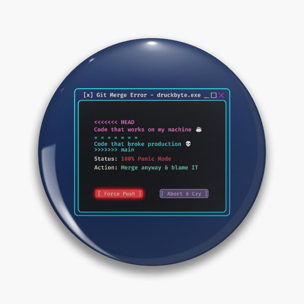 Item preview, Git Merge Conflict Funny Programmer Sticker - Force Push Error designed and sold by DruckByte.