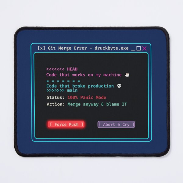 Item preview, Git Merge Conflict Funny Programmer Sticker - Force Push Error designed and sold by DruckByte.