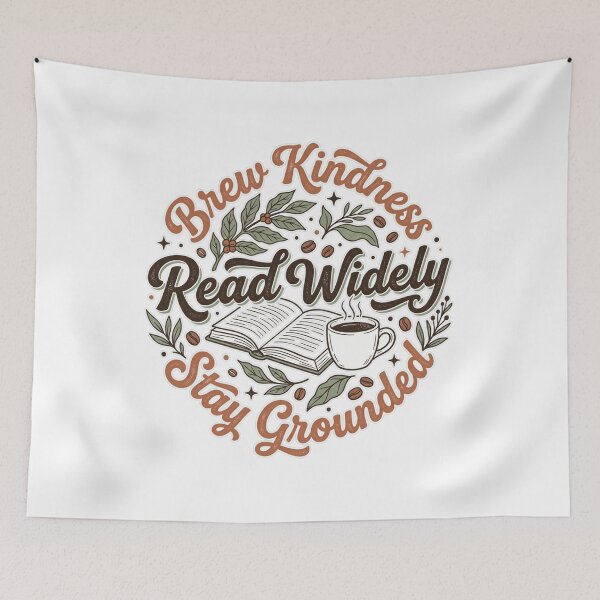 Item preview, Brew Kindness Read Widely Typography Graphic designed and sold by Coffread.