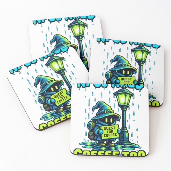 Item preview, NPCs Need Coffee Too Funny Pixel Art Wizard Gamer T-Shirt designed and sold by KIDEnia.